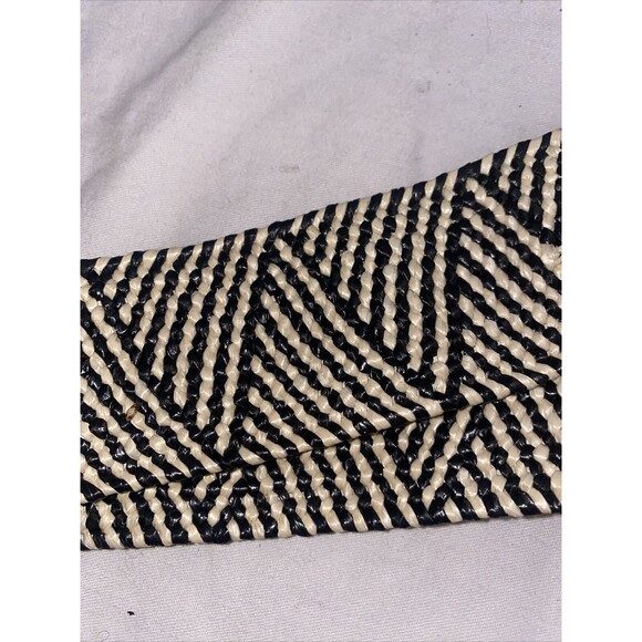 Natural Woven Braided Beige Elastic STRETCH BELT Square Buckle Straw Design EUC - Picture 5 of 6